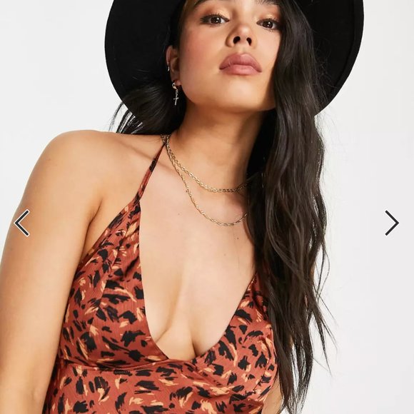 NWT Free People Halter Animal Print Slip Dress - Picture 6 of 13